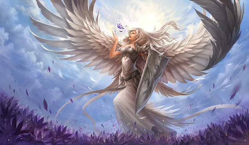HD-wallpaper-white-angel-pretty-cg-shield-beautiful-magic-wing-sweet-nice-fantasy-feather-beauty-realistic-long-hair-gorgeous-female-wings-lovely-angel-sky-armor-3d-girl-fantasy-girl-magical