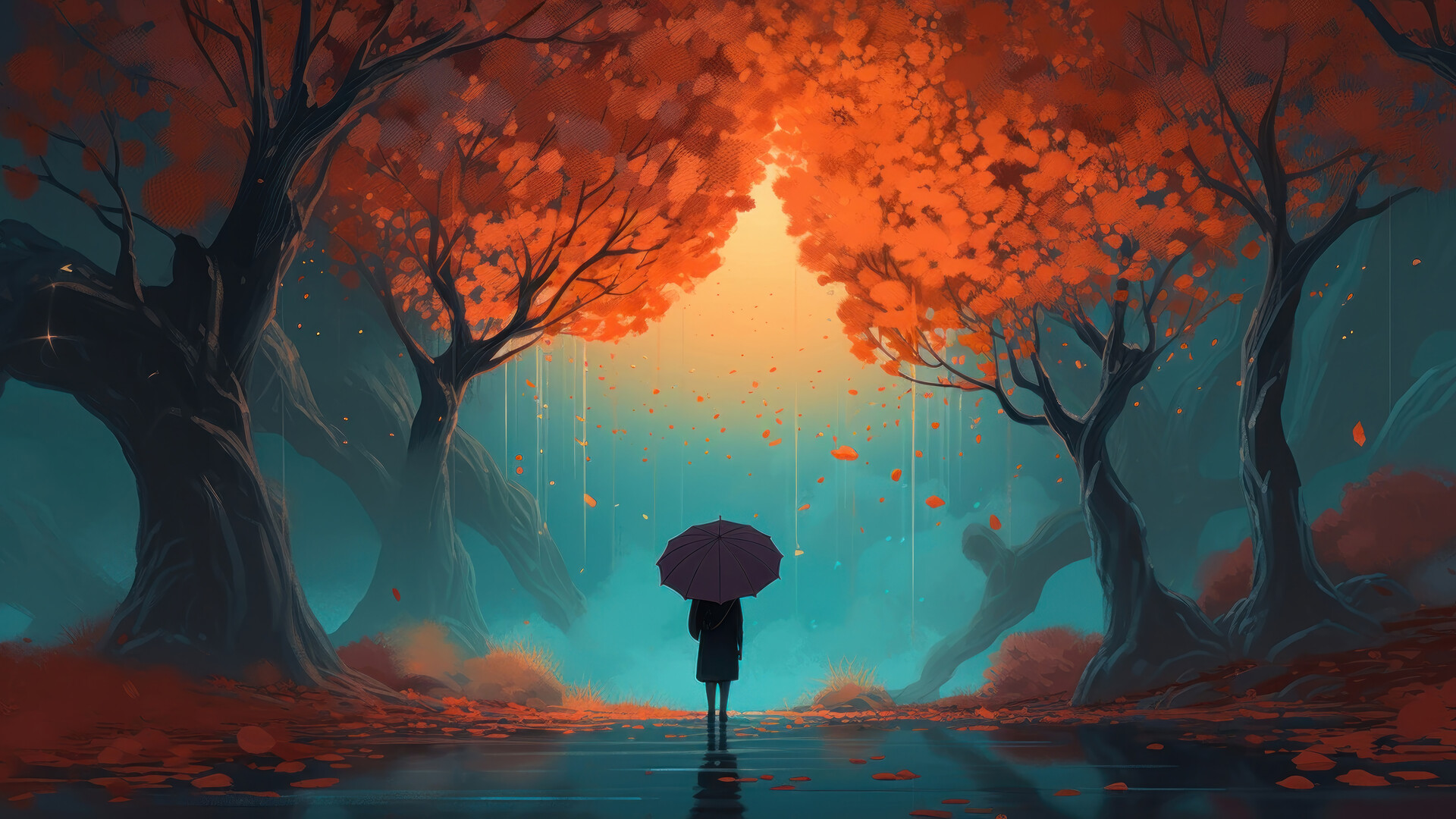 walking-alone-raining-forest-tree-ai-art-hd-wallpaper-uhdpaper.com-716@1@l